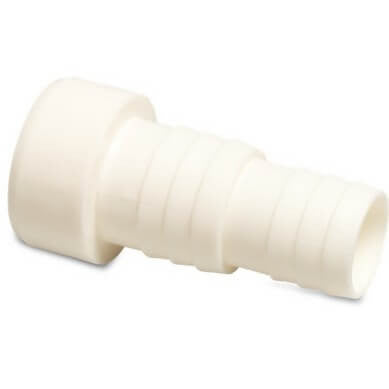 Swimming Pool Plain or Threaded Hosetail 1.5 Inch To 1.25 inch Tail White PVC - H2oFun.co.uk