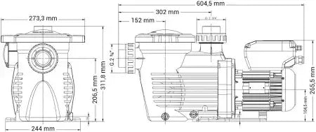 Hayward K-Flo 1.5HP VSTD Variable Speed Swimming Pool Pump measurements schematic h2ofun
