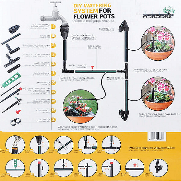 agrodrip diy watering system for plants flower pots trees vines h2ofun