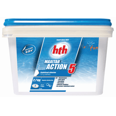 hth maxitab action 5 135g 5-in-1 premium chlorine tablet for swimming pools h2ofun