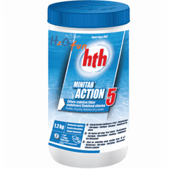 HTH MiniTab Action 5 20g Chlorine Tablets 1.2kg - Multifunctional For Above Ground Pools