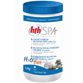 HTH SPA Multifunctional Stabilised Chlorine Tablets 20g - 1.2kg Tub  for hot tubs and spas - H2ofun